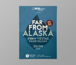 Pôster ilustrado, assessoria de imprensa e produção de show do Far From Alaska (RN) em Fortaleza, dentro do projeto Show das Cinco.